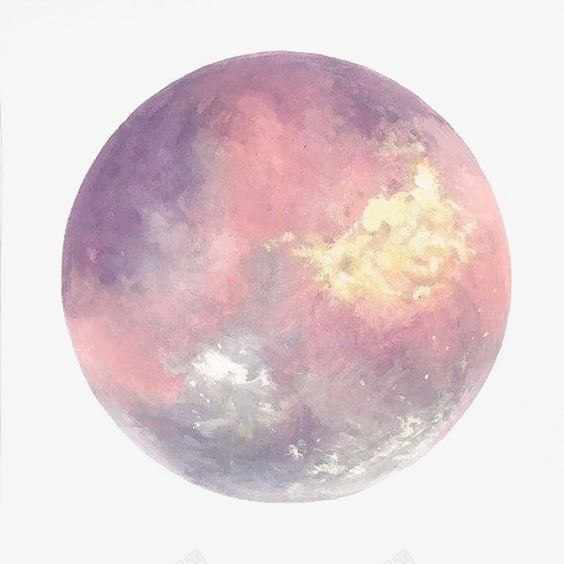 水彩星球png免抠素材_88icon https://88icon.com 创意 月亮 月球 水墨星球 粉色 设计感