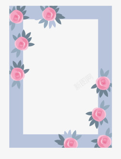 浪漫情人节手绘蔷薇花信件边框素材