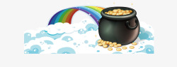发奖彩虹桥云端的金币罐子矢量图高清图片