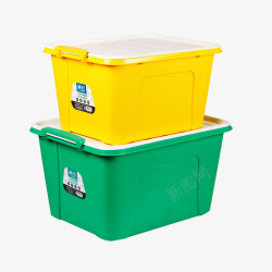 黄色绿色塑料收纳箱素材
