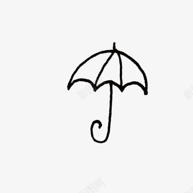 雨伞黑色线条雨伞装饰图标图标