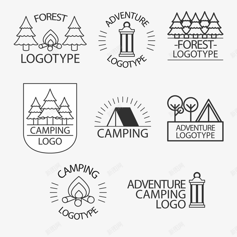 创意森林野营标志png免抠素材_88icon https://88icon.com 创意 手绘 标签 森林野营标志 黑色