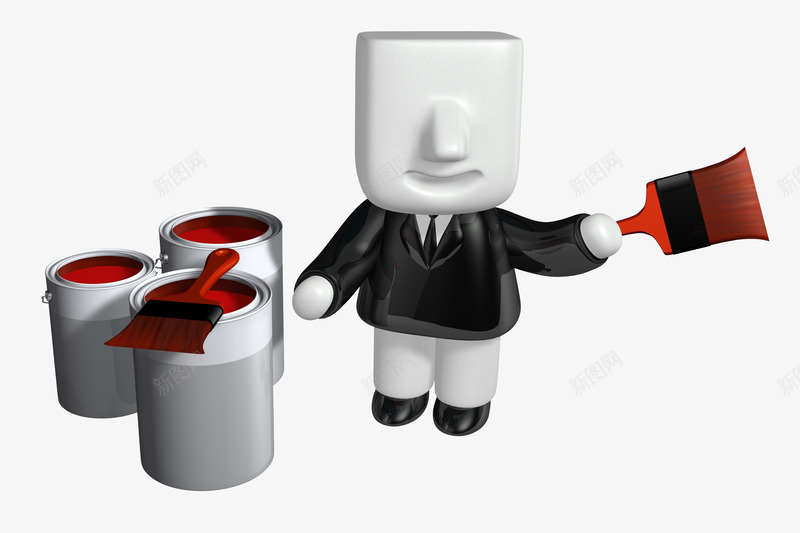 3D刷油漆小人png免抠素材_88icon https://88icon.com 3D人物 3D小人 3D小人刷漆桶油漆刷3D人物 刷漆桶 油漆刷