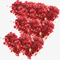 红色花瓣爱心堆积七夕情人节素材
