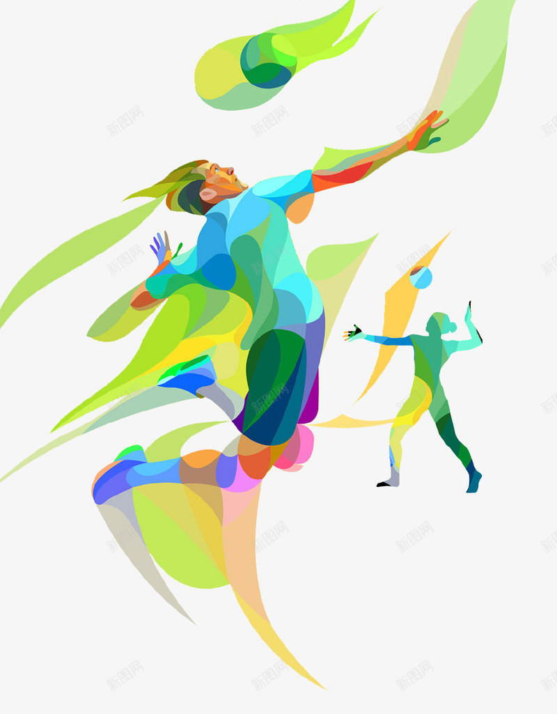 彩色创意排球体育插画psd免抠素材_88icon https://88icon.com 人物 体育 创意设计 彩色 排球 排球少年 排球选手 插画 运动会