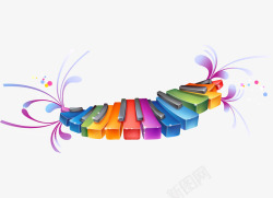 彩色钢琴飞舞的彩色钢琴键盘高清图片