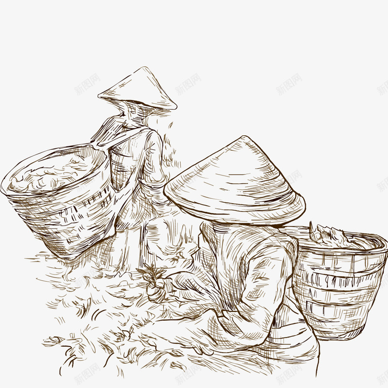 采茶人png免抠素材_88icon https://88icon.com 插画 矢量素材 茶叶制作 采茶