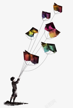 创意放风筝书籍风筝高清图片