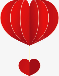 情人节红色爱心热气球素材