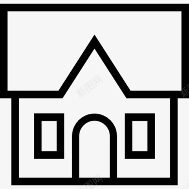 黑色手绘房屋建筑图标图标