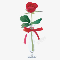 红色花瓶玫瑰插花高清图片