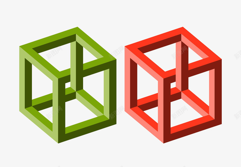 红色和绿色立方体方框png免抠素材_88icon https://88icon.com 三维 动感立方体 平面设计 方框 立方体 红色立方体 绿色立方体