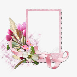 粉红花边完整边框素材