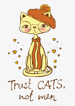 卡通手绘可爱的小猫咪素材