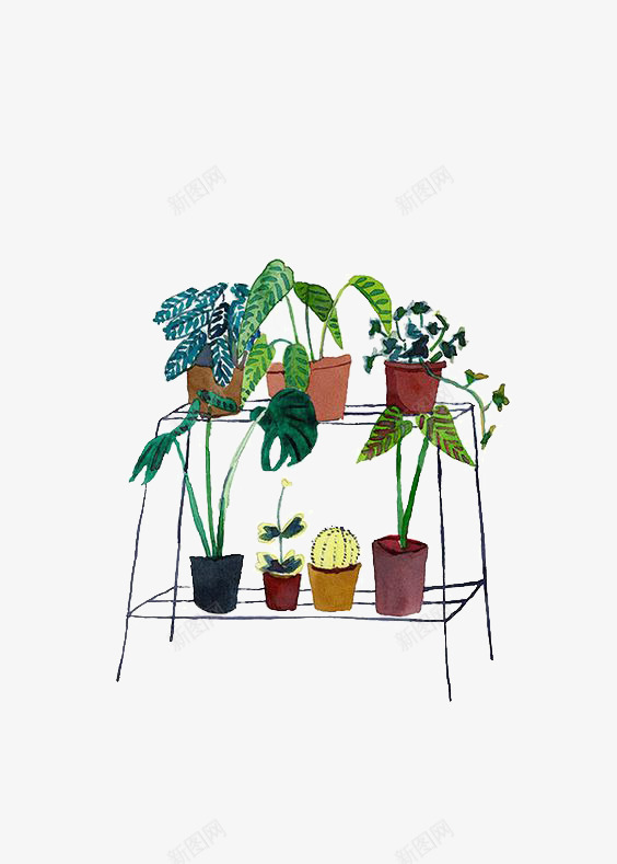 植物png免抠素材_88icon https://88icon.com 卡通 家居 手绘 插画 文艺 植物 清新 盆栽 花架