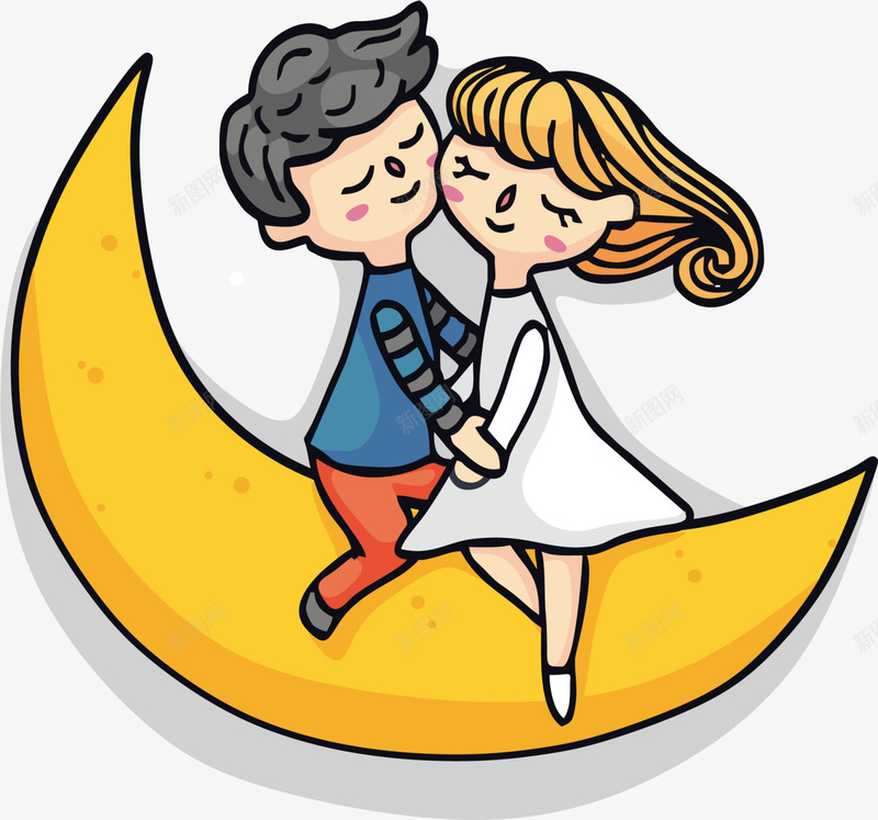 坐着月亮上的情侣png免抠素材_88icon https://88icon.com 坐着月亮上的情侣 情人节 拥抱 爱情 甜蜜情侣 黄色月亮
