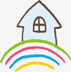 动漫小房子和彩虹素材