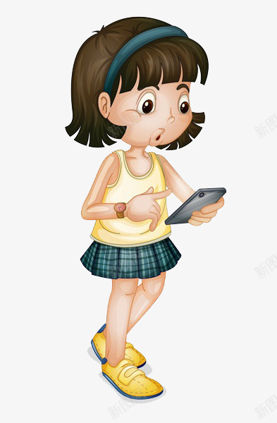 学习使用手机png免抠素材_88icon https://88icon.com 卡通手绘 拿手机的卡通人 生活 电子科技 疑惑 疑惑的小女孩 装饰