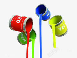 红黄蓝绿油漆罐素材