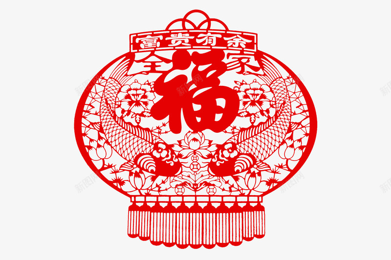 福字灯笼窗花png免抠素材_88icon https://88icon.com 剪纸 灯笼 福 窗花 红色