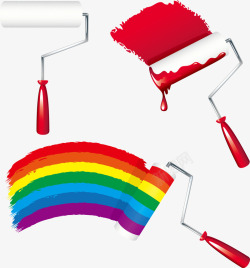 彩虹色的油漆和红色的油漆矢量图素材