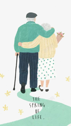 爱心人物插画背景图片老年夫妻高清图片