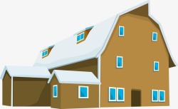 褐色屋子褐色冬日积雪小楼高清图片