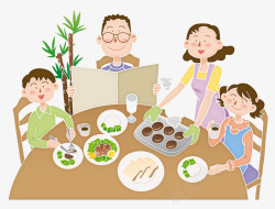 文明餐桌公约家人一起吃饭插画高清图片