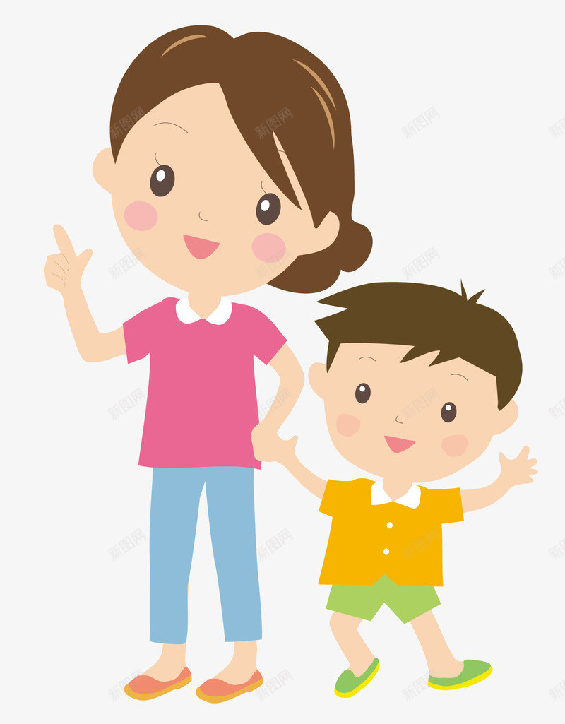 妈妈和孩子图png免抠素材_88icon https://88icon.com 儿童 卡通手绘 妈妈 孩子 微笑 手拉手 水彩 男孩
