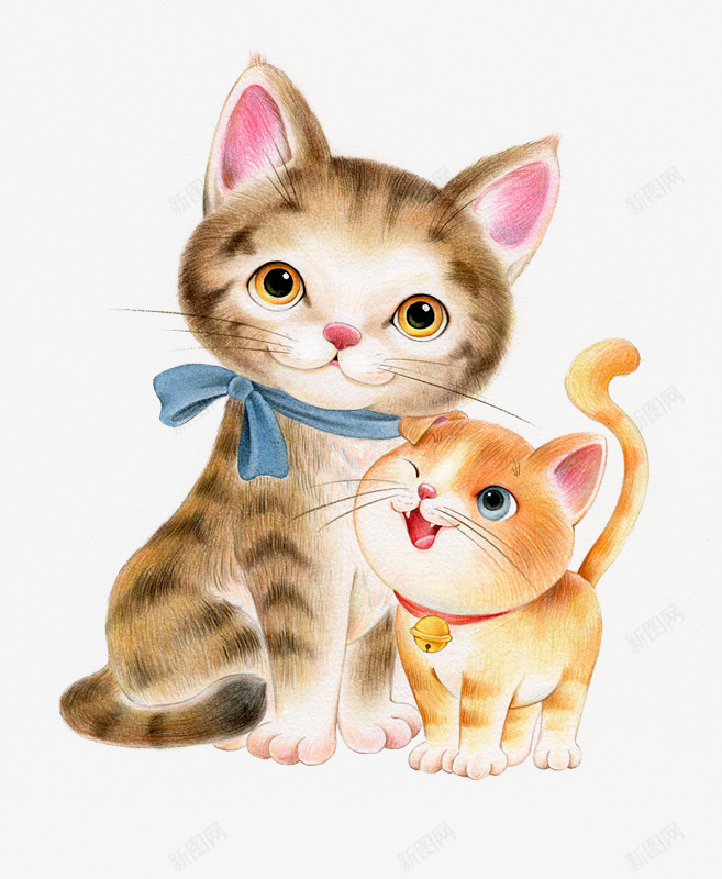 简笔小猫png免抠素材_88icon https://88icon.com 两只 卡通 可爱 小猫 灰色 简图 黄色