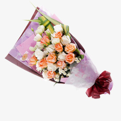 白玫瑰花束粉白玫瑰七夕情人节礼物高清图片