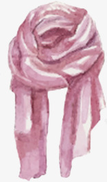 手绘水粉色女士围巾素材