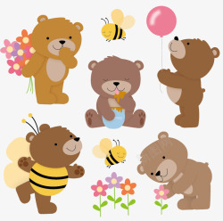 花朵气球卡通小熊高清图片