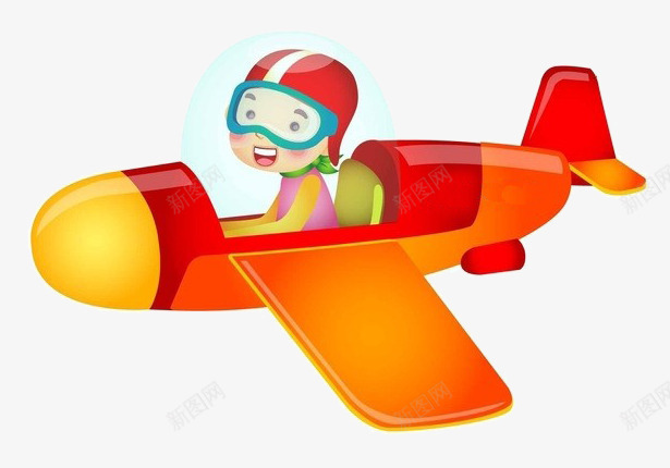 卡通开飞机的小女孩png免抠素材_88icon https://88icon.com 创意 女孩 女生 开飞机 橘色 水彩 直升飞机 眼罩