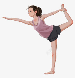 伸展动作手绘人物插画瑜伽健身伸展动作的高清图片