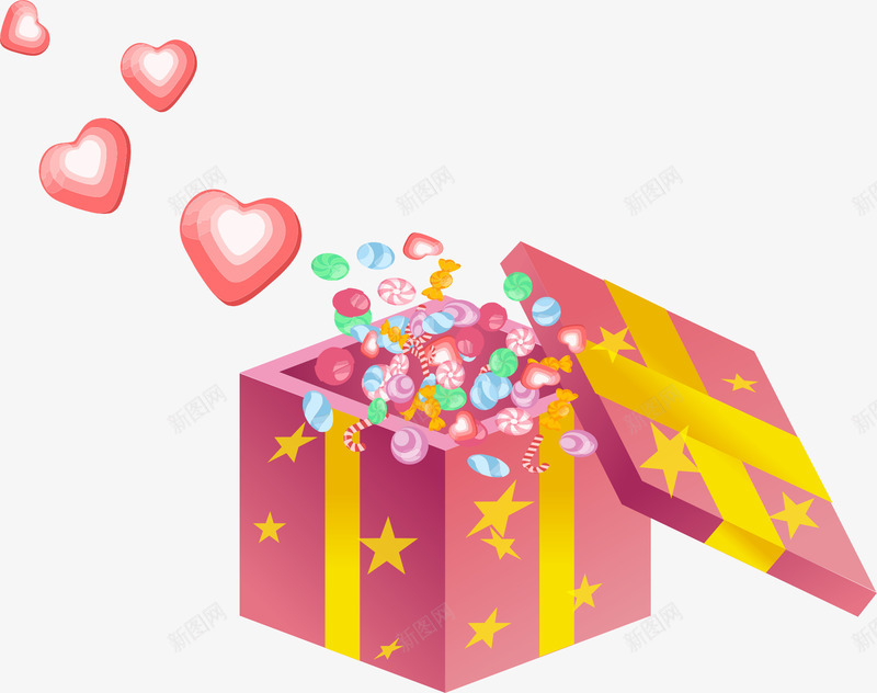 打开的礼盒png免抠素材_88icon https://88icon.com 七夕情人节 庆祝 打开 礼物 礼盒 装饰图案