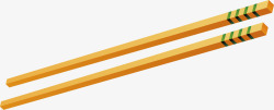 水彩黄色筷子矢量图素材