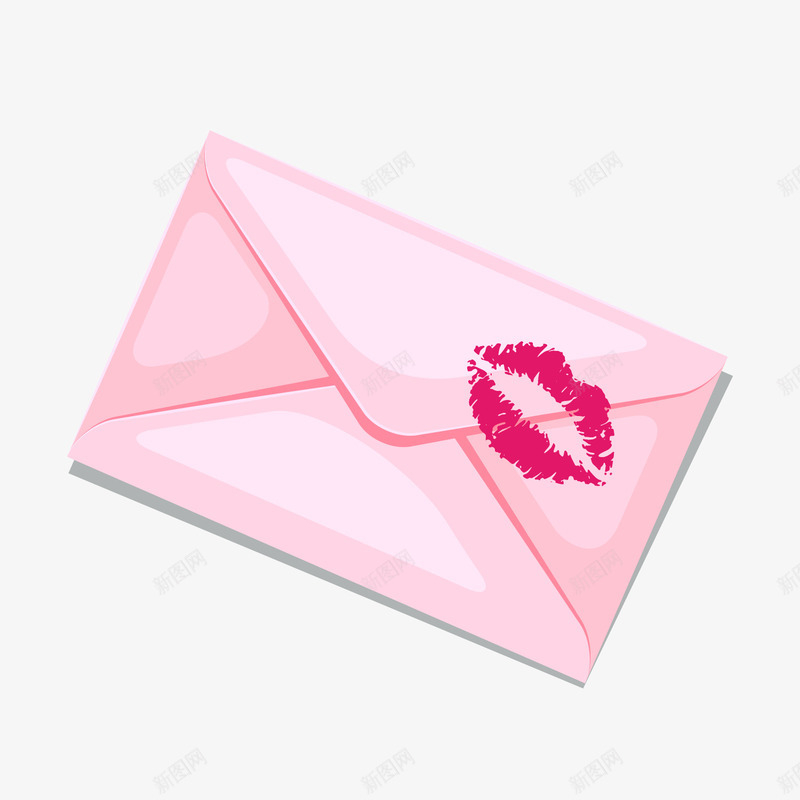 卡通粉色信封唇印png免抠素材_88icon https://88icon.com 一封信 口红印 情人节装饰 粉色信封 红唇 红色唇印