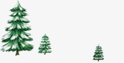 三棵冬天的松树素材