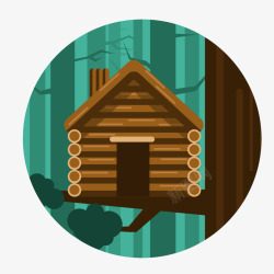 手绘森林小木屋矢量图素材