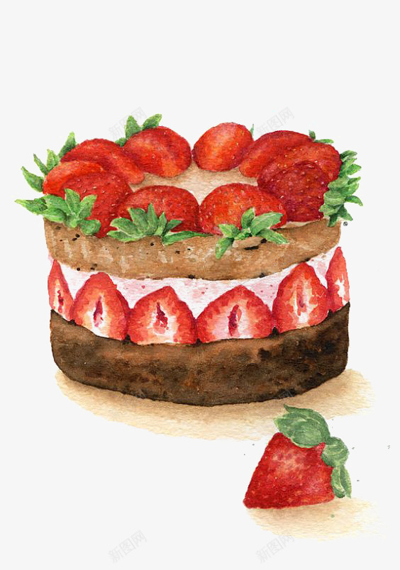 草莓蛋糕png免抠素材_88icon https://88icon.com 卡通 手绘 插画 烘焙 美食 草莓 蛋糕