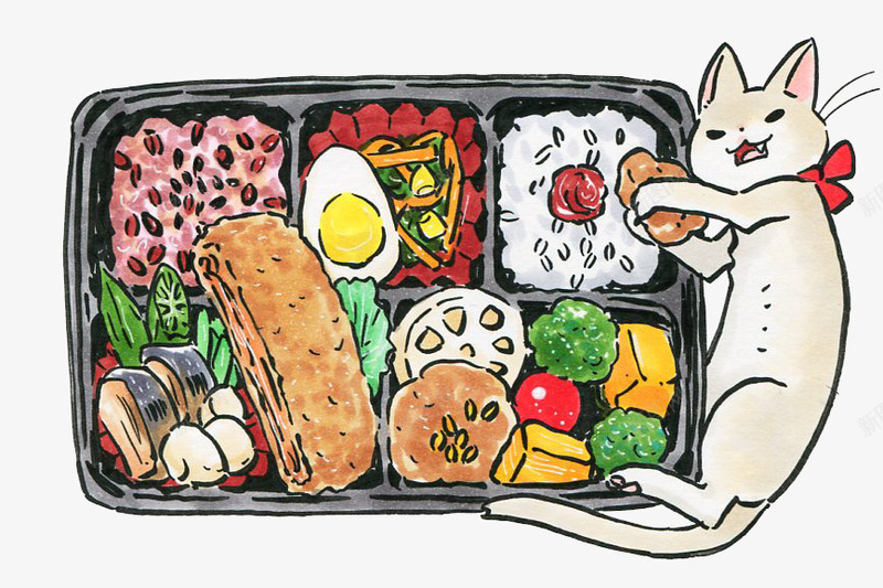卡通手绘猫咪寿司盘png免抠素材_88icon https://88icon.com 卡通 吃货 大餐 手绘 插画 美食 食物 餐饮