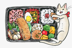 寿司盘卡通手绘猫咪寿司盘高清图片