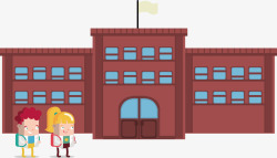 枣红色棕红色教学楼高清图片