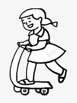 玩滑板车的小女孩素材