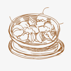 清新手绘线条饺子插画素材