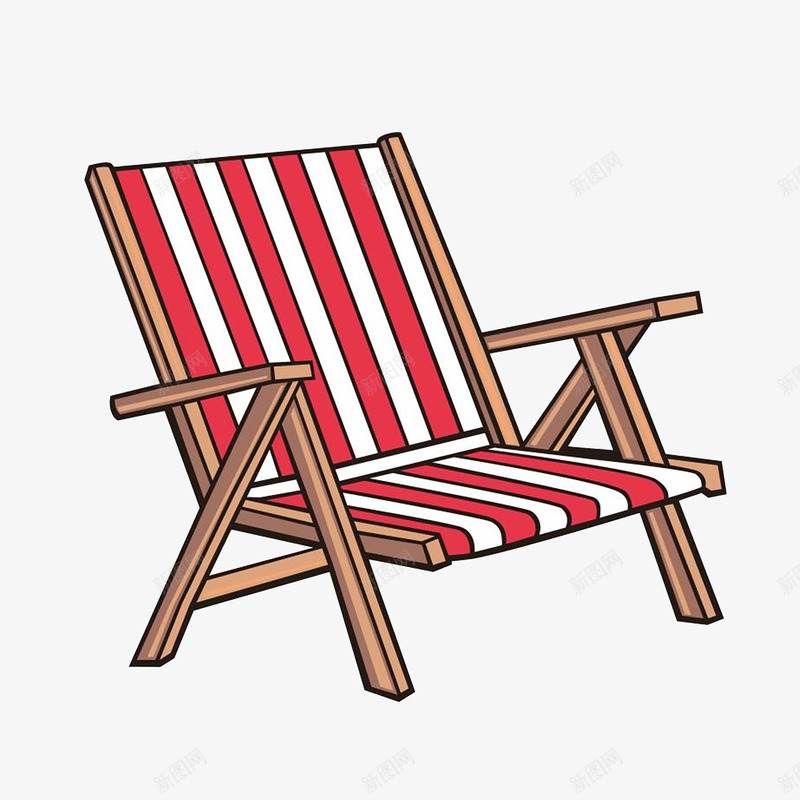 沙滩椅png免抠素材_88icon https://88icon.com 条纹 椅子 沙滩 红色 躺椅