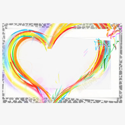 炫彩彩虹爱心相框素材