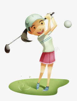 女运动员运动员打高尔夫插画高清图片