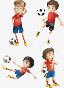 体育运动插画设计踢足球的男孩卡通图高清图片